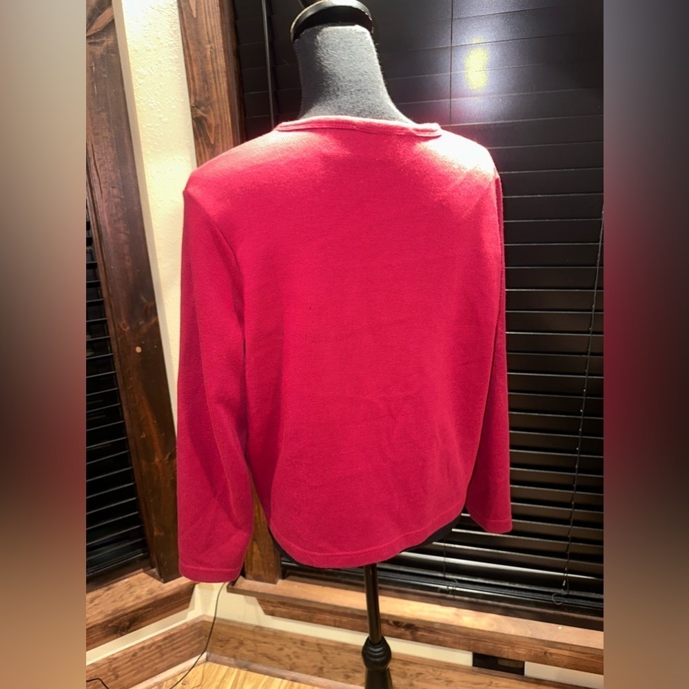 Euc “Basic Concepts” Deep Red Cardigan With Autom… - image 5